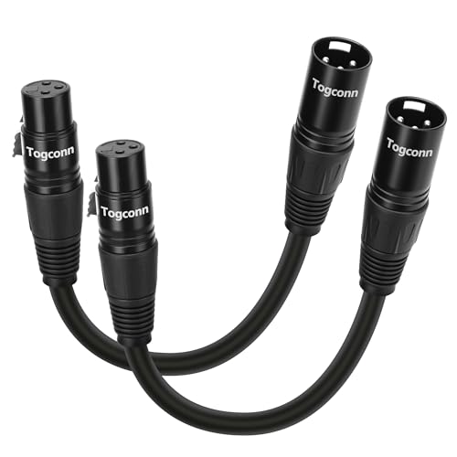 2-Pack Short XLR Mic Audio Extension Cables 1.5 Feet, 3-Pin XLR Male to Female Microphone Connector Extender Cord, Hi-Fi Sound for Speaker, Recording Studio, Mic Mixer, Audio Interface, Amplifier - color: Straight (1.5 Feet), size: 2 Pack