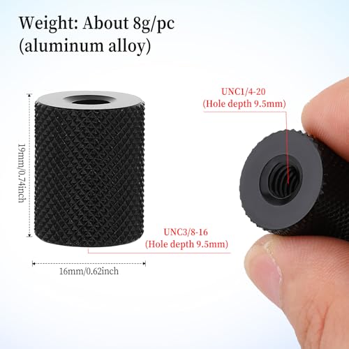 1/4 to 3/8 Tripod Camera Screw Converter, 4 Pcs Double Female Thread 3/8 Female to 1/4 Female Adapter Cylinder Screw Thread Photography Nut Accessories Suitable for Electric Rails and Light Stands