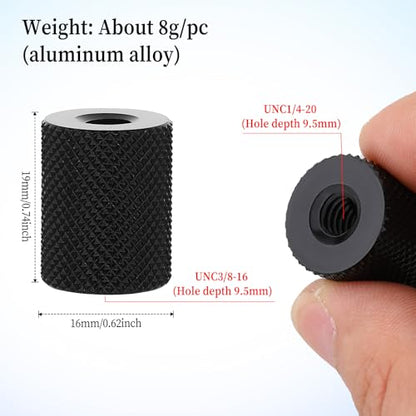 1/4 to 3/8 Tripod Camera Screw Converter, 4 Pcs Double Female Thread 3/8 Female to 1/4 Female Adapter Cylinder Screw Thread Photography Nut Accessories Suitable for Electric Rails and Light Stands