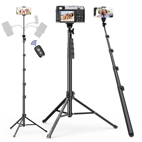 EMART 70" Flexible Phone Tripod for iPhone, Overhead Cellphone Holder &Camera Stand with Gooseneck and Remote, Selfie Stick for Video Recording, Live Streaming, Cooking, Vlogging, Fitness - size: 70in