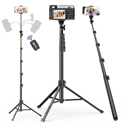 EMART 70" Flexible Phone Tripod for iPhone, Overhead Cellphone Holder &Camera Stand with Gooseneck and Remote, Selfie Stick for Video Recording, Live Streaming, Cooking, Vlogging, Fitness - size: 70in