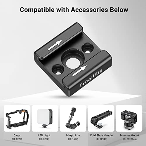 SmallRig Cold Shoe Mount (2pcs Pack) with 1/4"-20 Thread for Camera Cage Flash LED Monitor Microphone - 2060 | with 1/4"-20 Thread, for Camera Cage Flash LED Monitor Microphone