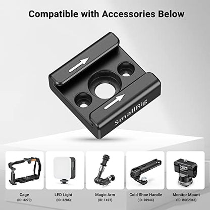 SmallRig Cold Shoe Mount (2pcs Pack) with 1/4"-20 Thread for Camera Cage Flash LED Monitor Microphone - 2060 | with 1/4"-20 Thread, for Camera Cage Flash LED Monitor Microphone