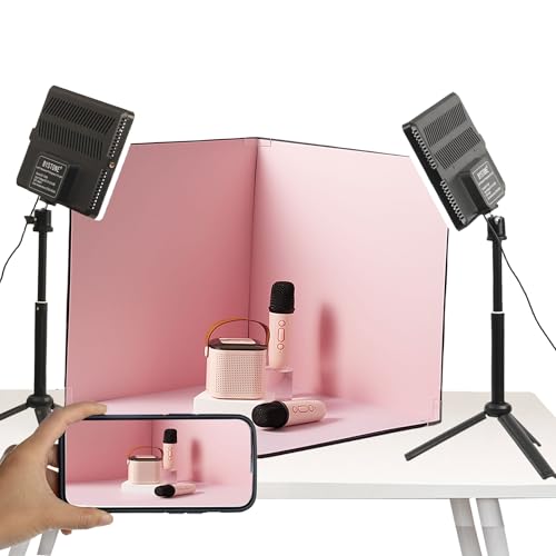BYSTONE 16 x 16 in Photo Light Box for Product Photography, Portable Photo Studio Kit with 288 LEDs, CRI 95+ Dimmable Lighting and 15 HD Backdrops for Food Jewelry Cosmetics