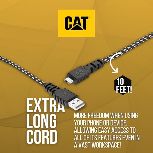 CAT 10FT Micro USB Cable - Charging Cable - Fast Syncing USB Extension Cable for Digital Cameras - Extra Durable, Extra Long USB to Micro USB Charger Cord