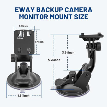 EWAY 4-Hole Direct Fit Suction Cup Mount for Backup Camera 4.3"/5" Monitor, Knob-Lock Adjustable Dashboard Windshield Monitor Mounting Bracket Holder for Car Rear View Camera Screen Display Stand
