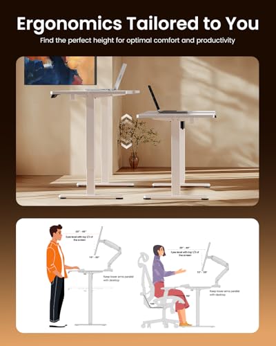 ErGear Height Adjustable Electric Standing Desk, 71 x 30 Inches Sit Stand up Desk, Memory Computer Home Office Desk, White - color: White, size: 70.9 X 29.5 Inches