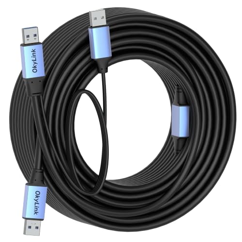 OkyLink Active USB 3.0 Data Cable A to A, Male to Male 5Gbps, 65ft | 20M, 3.2 Gen 1, Comes with power, for professional long - distance use - color: USB3.0(5Gbps), size: 65ft (20m)