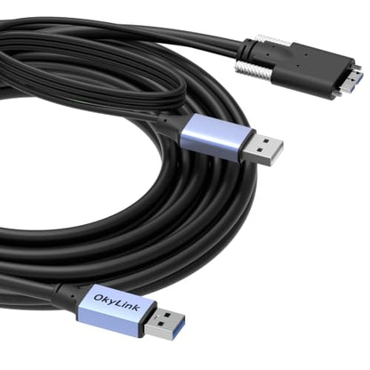 OkyLink Active USB 3.0 A to C Cable, Male to Male 5Gbps, 15ft, Screw Lock | 5M, 3.2 Gen 1, Industrial - grade, for webcam/VR/hard drive - color: USB3.0(5Gbps), size: 15ft (5m)-Screw