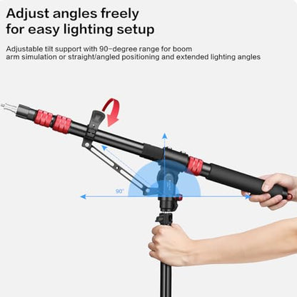 FreeSea Tripod Extension Arm & Boom Arm, 27.6–80.7 Inch Adjustable Stand | 27.6-80.7" Aluminum Alloy Heavy Duty w/ 4.4lbs Load, 90° Tilt & Extendable Tail for C Stand Photography