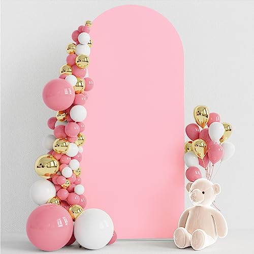 Wokceer 6FT Wedding Arch Cover Spandex Fitted Wedding Arch Stand Covers Round Top Chiara Arch Backdrop Cover for Birthday Party Ceremony Banquet Decoration Pink - color: Pink, size: 6 FT
