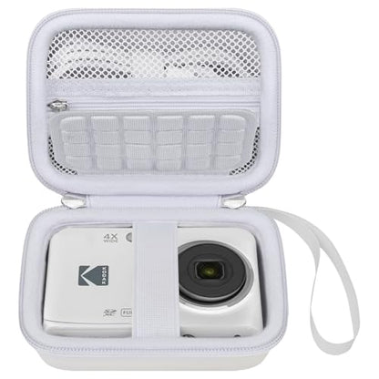 Elonbo Camera Carrying Case for KODAK PIXPRO FZ55 / FZ53 / FZ45 / FZ43 16MP Digital Camera, Vlogging Camera Storage Holder Travel Bag, Mesh Bag Fits Batteries, Cable, Memory Card, White - color: White