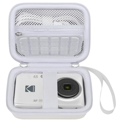 Elonbo Camera Carrying Case for KODAK PIXPRO FZ55 / FZ53 / FZ45 / FZ43 16MP Digital Camera, Vlogging Camera Storage Holder Travel Bag, Mesh Bag Fits Batteries, Cable, Memory Card, White - color: White