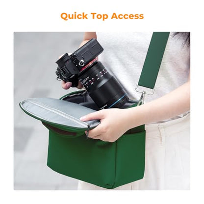K&F CONCEPT Camera Sling Bag Small Crossbody Camera Case DSLR/SLR/Cute Compact Shoulder Photography Bags for Photographers-Green - color: 07-green