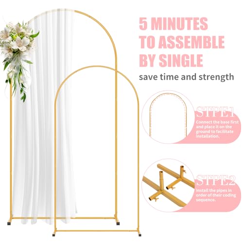 2 Pack Arch Backdrop Stand and Cover Set (7.2FT/6FT), Balloon Arch Stand, Metal Background Arch Stand, Backdrop Arch Frame, Wedding Arch for Backdrop (Pink Cover) - color: Arch with Pink Cover-(7.2FT/6FT)
