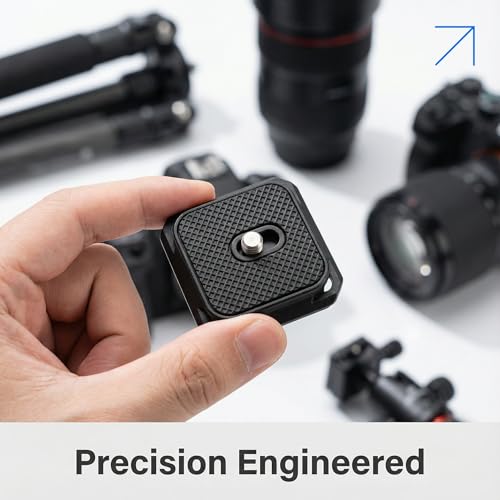 38mm Arca-Swiss Quick Release Plate 2 Pack, 4-Sided Square QR Camera Mount with Safety Pins, 1/4"-20 Screw Compatible with Peak Design Capture Clip V3, Lightweight Aluminum for Tripod, Monopod & Strap