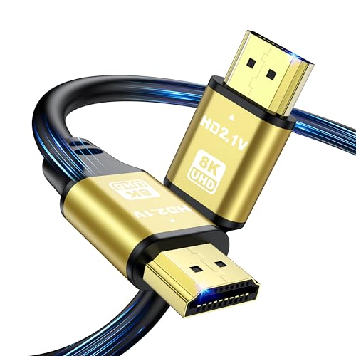 Short Hdmi Cable 12FT, 8K@60Hz 4K@120Hz, 48 Gbps Ultra High Speed Hdmi 2.1 Cord with Gold-Plated Connectors, Aluminum Shell, for Streaming and Gaming, Wall-Mounted TV, Projector, Sound System - size: 12FT