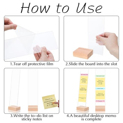 2PCS Monitor Memo Board, Acrylic Monitor Sticky Note Holder for Computer Screen Message Board Holder for Desk Clear Sticky Notes Organizer Portable Desktop Memo Attachment Laptop Office Accessories