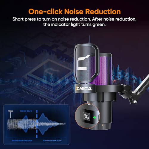 COMICA EJoy Uni Pro Wireless USB Condenser Gaming Microphone for PC, PS4, PS5, USB C Phone and Mac, Boom Arm RGB Computer Mic for Twitch, Streaming, Podcasting, Noise Cancellation Mic with Mute, Gain - color: Black