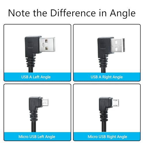 Micro USB Power Data Cable Cable 60CM, 90 Degree USB A Male Left Angle to Micro USB Male Left & Right Angle Charging and Data Sync Cable, for GPS, Dash Cam, Digital Camera, Hard Drive etc - 1Pair - style: USB A Left Angle to Micro USB Left & Right Angle -