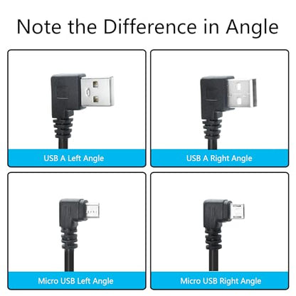 Micro USB Power Data Cable Cable 60CM, 90 Degree USB A Male Left Angle to Micro USB Male Left & Right Angle Charging and Data Sync Cable, for GPS, Dash Cam, Digital Camera, Hard Drive etc - 1Pair - style: USB A Left Angle to Micro USB Left & Right Angle -