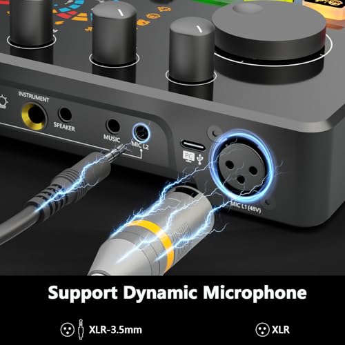 Podcast Equipment Bundle for 4, All-in-One Audio Mixer with Dynamic Micophones Noise Reduction for Live Streaming/Recording/Singing，PC,Smartphone，TikTok M100 3rd - style: M100-4D (4 mics)