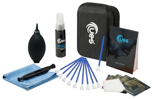 UES Professional Camera Cleaning Kit with Hard Travel Case - DSLR & Mirrorless Maintenance Bundle: 2-in-1 Lens & Sensor Cleaner, Air Blower, Pen, Microfiber Screen Cloths & 10 APS-C 16mm Swabs - size: APS-C Cleaning Kit