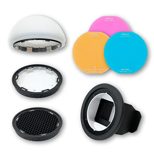 Rogue Magnetic Modifier Flash Kit + Rogue Flash Adapter (Small) | Use these modifiers directly on your round flashes, and on your smaller rectangular flashes with the included Flash Adapter - color: Round Flash Kit + Small Flash Adapter