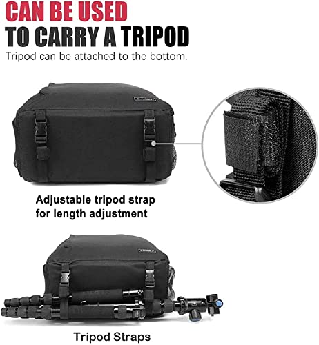 Cwatcun Professional Camera Backpack - Waterproof DSLR/SLR/Mirrorless Camera Case - Compatible with Sony, Canon, Nikon - Large Black - color: Black, size: 2.0 Large