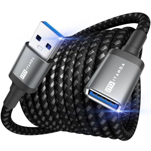 ITD ITANDA 10FT USB Extension Cable USB 3.0 Extension Cord Type A Male to Female5Gbps Data Transfer for Keyboard, Mouse, Playstation, Xbox, Flash Drive, Printer, Camera and More - color: Grey, size: 10 FT