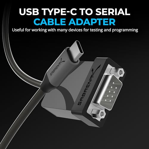 SABRENT USB-C to DB9 Serial RS-232 Adapter Cable 6FT, Prolific PL2303GS Chipset, USB 2.0, 1bps-12Mbps Baud Rate, for POS Terminals, Modems, GPS, Industrial Devices (CB-D9C6) - size: USB-C 6FT – RS-232
