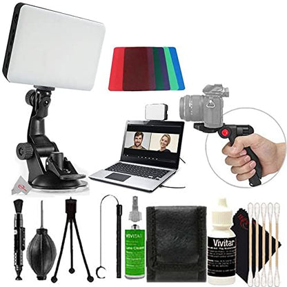 120 Led Video Conference Lighting Kit Suction Cup Mount + Pistol Grip Tabletop Tripod + Cleaning Accessory Kit