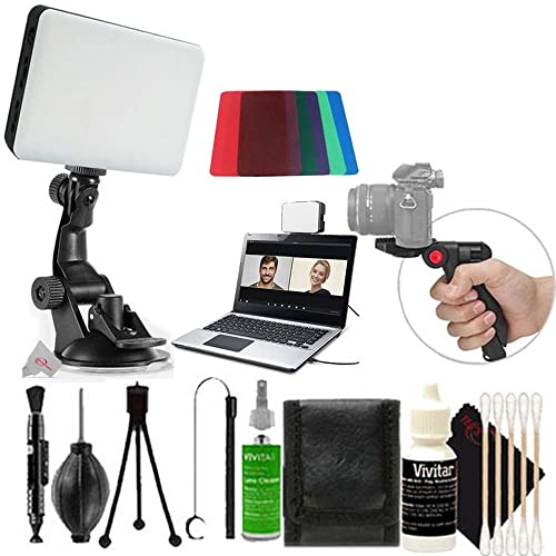 120 Led Video Conference Lighting Kit Suction Cup Mount + Pistol Grip Tabletop Tripod + Cleaning Accessory Kit