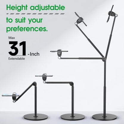 Overhead Phone Stand for Desk, Heavy Duty Aluminum Overhead Phone Tripod with Flexible Long Arm, 360° Rotating Phone Holder for Filming Overhead, Drawing, Cooking – Perfect for Creators(Clip) - style: Clip