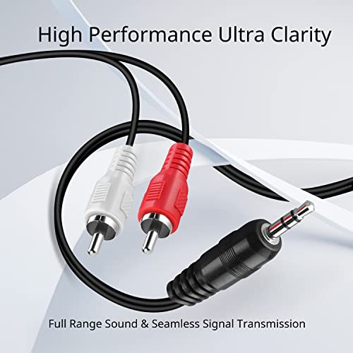 TNP RCA to Aux Cable (50 FT) - Male to Male 2 RCA to 3.5mm Adapter Connector Wire Cord - 2RCA Red and White Audio Cable to AUX Auxiliary Headphone Jack Plug Y Splitter Converter - size: 50FT
