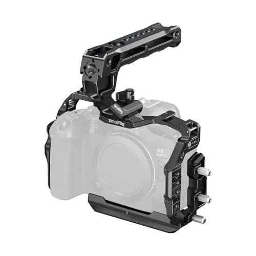 SmallRig Camera Cage Kit for Canon R6 Mark III with Top Handle and Cable Clamp, HawkLock NATO Rails, Quick Release Plate for Arca, Compatible with DJI RS 3 / RS 3 Pro/RS 4 / RS 4 Pro-5955 - style: Cage with top handle