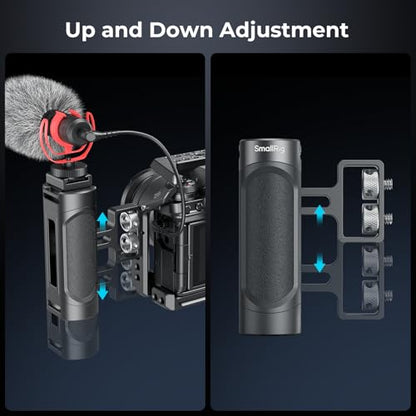 SMALLRIG Mini Camera Side Handle with NATO and 1/4"-20 Screws Installation Options, for Left and Right Hand, with 1/4"-20 Threaded Holes, Wrist Strap Holes, Cold Shoe, Up and Down Adjustable - style: 1/4"-20 Screws & NATO Clamp