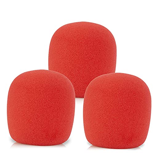 LEFXMOPHY SM58 Pop Filter，Mic Foam Replacement for Shure SM58 SM48 Vocal Microphone Windscreen, Red Noise-Cancellation Windsock Cover 3-Pack - color: Red
