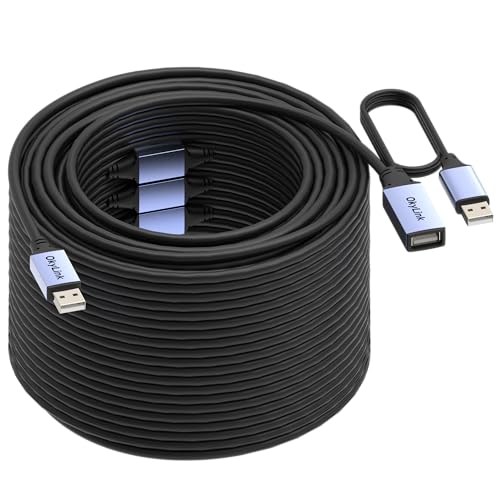 OkyLink Active USB 2.0 Extension Cable A to A, Male to Female 160ft(50M) | 480Mbps Signal booster cord, compatible with printer, mouse, keyboard, scanner, camera - size: 160ft (50m)