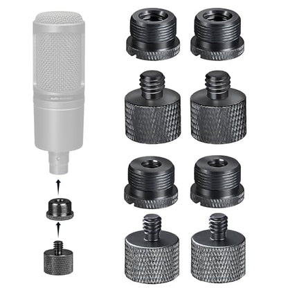 IXTECH Mic Stand Adapter Set 8 pieces Metal Microphone Stand Screw Thread Adapter 5/8 Female to 3/8 Male 3/8 Female to 5/8 Male 5/8 Female to 1/4 Male 1/4 Female to 5/8 Male Tripod Adapter ADP03A Blck - color: Black