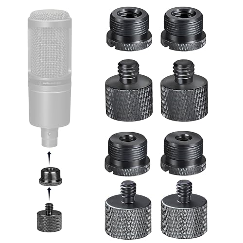 IXTECH Mic Stand Adapter Set 8 pieces Metal Microphone Stand Screw Thread Adapter 5/8 Female to 3/8 Male 3/8 Female to 5/8 Male 5/8 Female to 1/4 Male 1/4 Female to 5/8 Male Tripod Adapter ADP03A Blck - color: Black