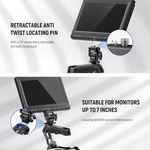 NEEWER CA007+MA006 Top Handle & Monitor Mount Set, Black, Compatible with 5" & 7" Field Monitor, Camera Cage & Gimbal, 3/8" ARRI Locating + Cold Shoe, 22lb Load Capacity - style: CA007+MA006