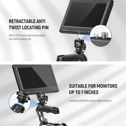 NEEWER CA007+MA006 Top Handle & Monitor Mount Set, Black, Compatible with 5" & 7" Field Monitor, Camera Cage & Gimbal, 3/8" ARRI Locating + Cold Shoe, 22lb Load Capacity - style: CA007+MA006