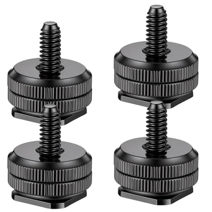 Camera Hot Shoe Mount to 1/4"-20 Tripod Screw Adapter Compatible with Versatile Flash Hot Shoe Mounts for DSLR Camera Rigs, Tripods, Mounting Accessories (4 Pcs)