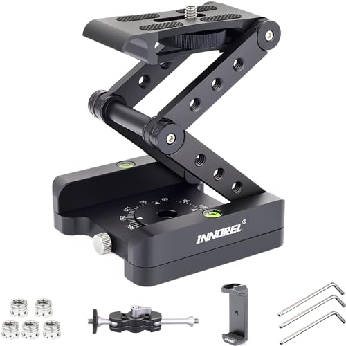 Z-Flex Tilt Tripod Head-INNOREL MH5 CNC Aluminum Alloy All Metal Flexible Folding Z Pan 360° Horizontal Rotation with Magic Arm and Phone Mounting Clip Max Load 6.61lb for Canon Nikon Sony DSRL Slider - size: MH5 Kit