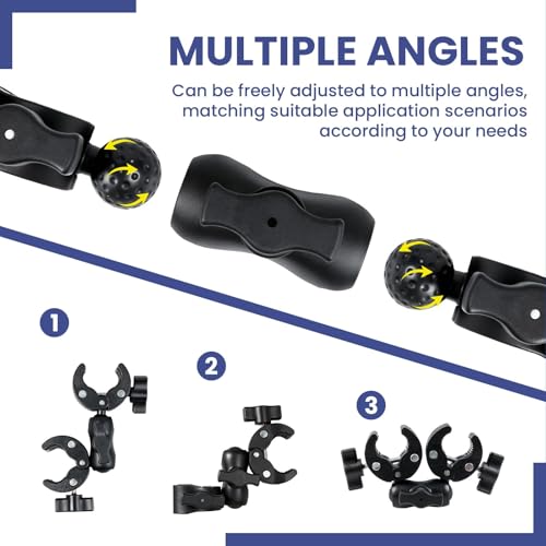 Double Ball Head Camera Clamp - Adjustable Mounting Bracket with Pliers-Style Grips for Photo Studio Equipment, Light Stands, Reflectors, Monitors, and Golf Cart Crossbars（6-9inch）