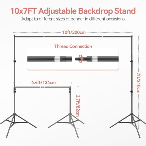 7 x 10 FT Photo Video Studio Backdrop Stand Kit, Photography Background Support System with 6.5 x 10FT Black, White Backdrop, Clamps, Sandbags and Carry Bag for Photoshoot, Portrait - color: Black, White