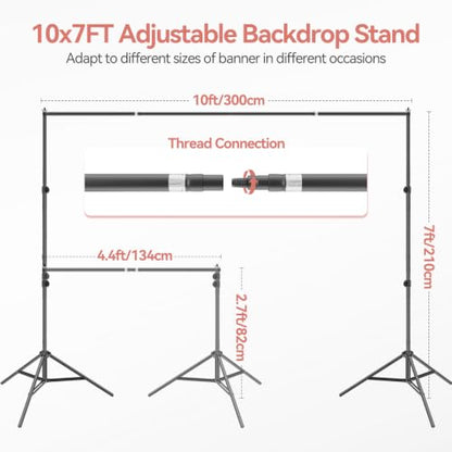 7 x 10 FT Photo Video Studio Backdrop Stand Kit, Photography Background Support System with 6.5 x 10FT Black, White Backdrop, Clamps, Sandbags and Carry Bag for Photoshoot, Portrait - color: Black, White
