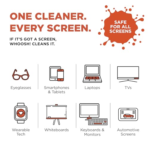 WHOOSH! Screen Shine Go XL - 3.4 fl oz with Microfiber Cloth - Powerful Streak-Free Screen Cleaner Spray and Wipe for MacBook, Laptop, Car, Eyeglasses & Phone - Sleek Bottle for Home, Work or Travel - size: 3.4 fl oz (Pack of 1)