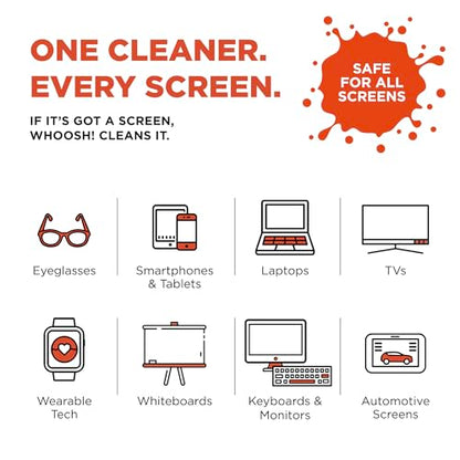 WHOOSH! Screen Shine Go XL - 3.4 fl oz with Microfiber Cloth - Powerful Streak-Free Screen Cleaner Spray and Wipe for MacBook, Laptop, Car, Eyeglasses & Phone - Sleek Bottle for Home, Work or Travel - size: 3.4 fl oz (Pack of 1)